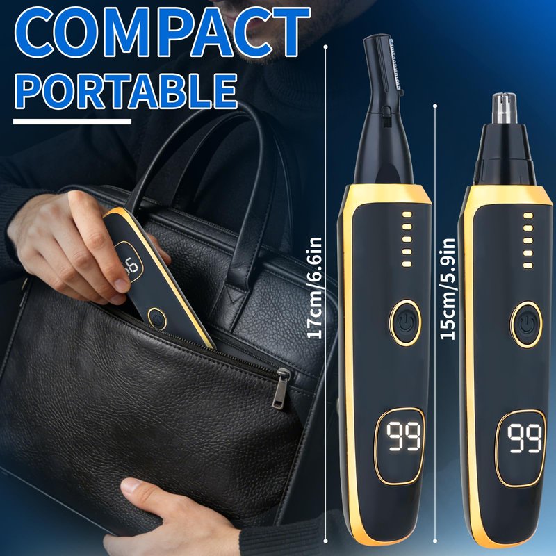 Mendaping LED Display Ear and Nose Hair Trimmer Clipper for Women Men,2026 Rechargeable 2 in 1 Painless Eyebrow & Facial Hair Trimmer with Powerful Motor and Dual-Edge Blades Easy Cleansing