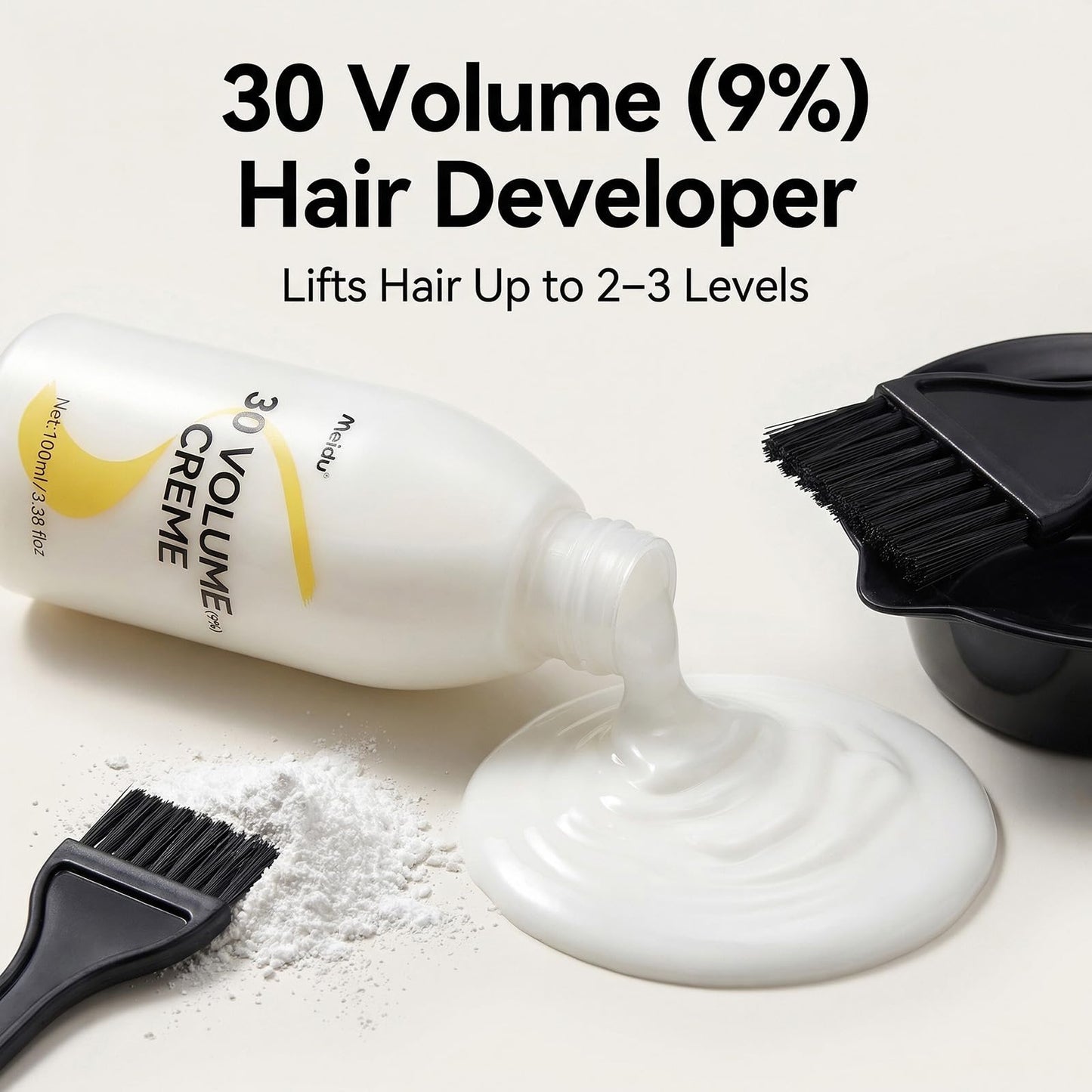Hair Developer 9% (30 Volume),Professional Hair Color Developer Cream for Hair Bleach Powder & Hair Dye, Oxidant Cream Helps Achieve Up to Level 8 Blonde Results, Easy Mixing Formula,100ml