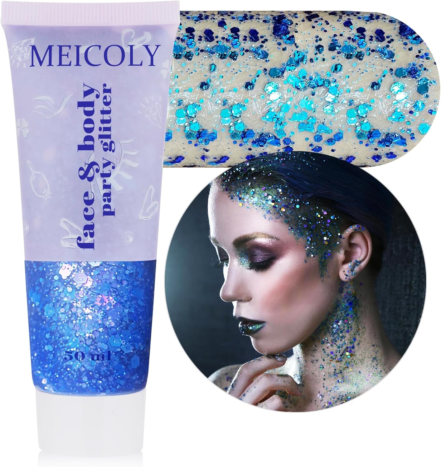 Pink Face & Body Glitter - Sparkly Hair & Makeup for Kids | Self-Adhesive Mermaid Glitter for Concerts & Halloween