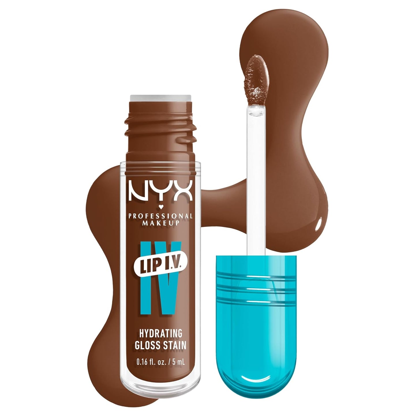 NYX Lip IV Hydrating Glossy Lip Stain | Long-Lasting Vegan Formula with 12 HR Hydration - Hydra Honey (Brown)
