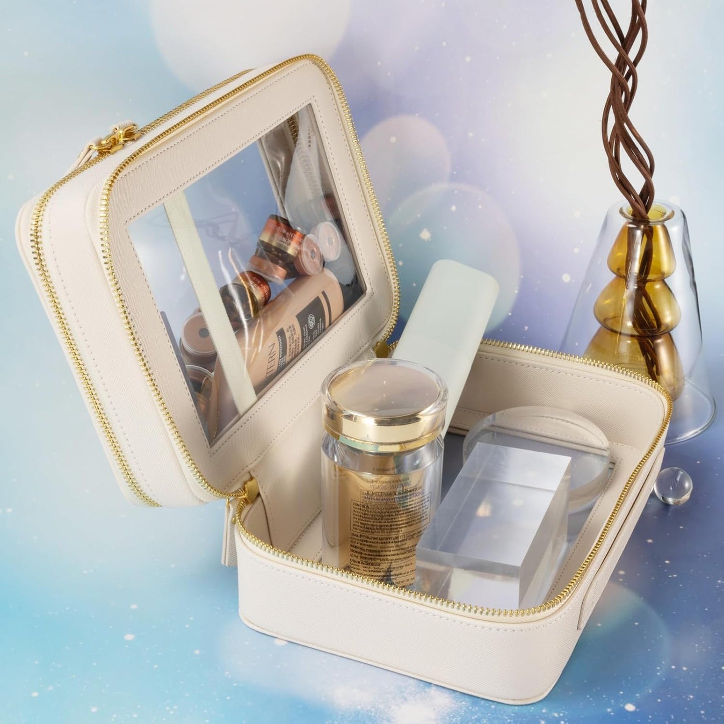 Clear Travel Toiletry Bag - Compact Makeup Organizer for Travel | White, SHC-TL-2