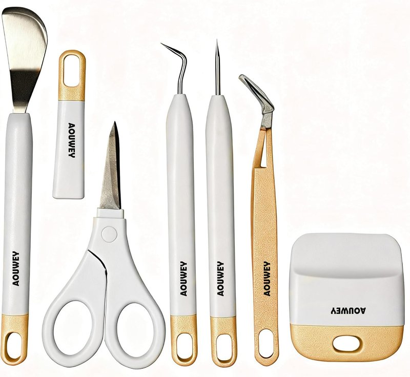 Craft Vinyl Weeding Tools Set,Craft Vinyl Tools Kit,Gold 6pcs Weeding Kits,for Silhouette/Cricut/Siser/Oracal 631 651 751Vinyl