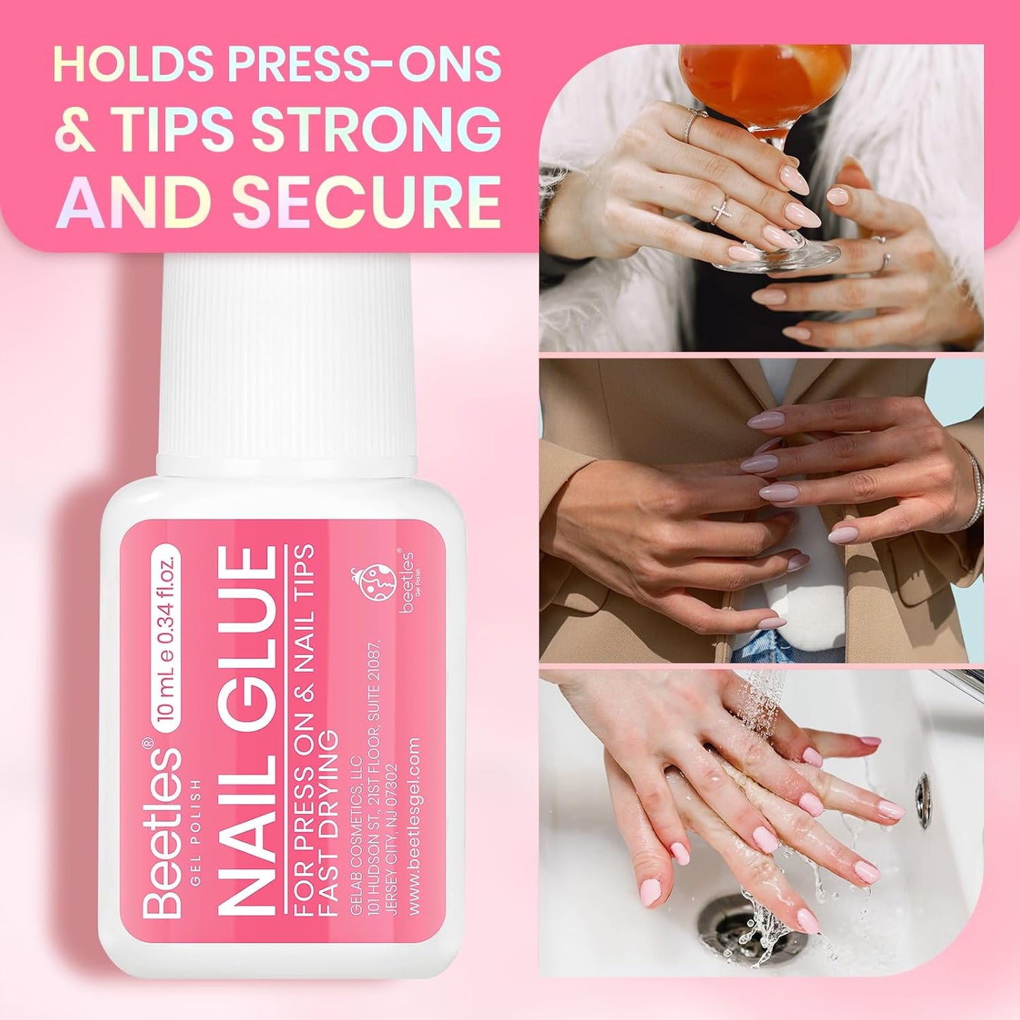 Beetles 10ML Super Strong Nail Glue - No UV Light Needed for Press-On & Acrylic Nails | Long-Lasting Bond for DIY Home Use