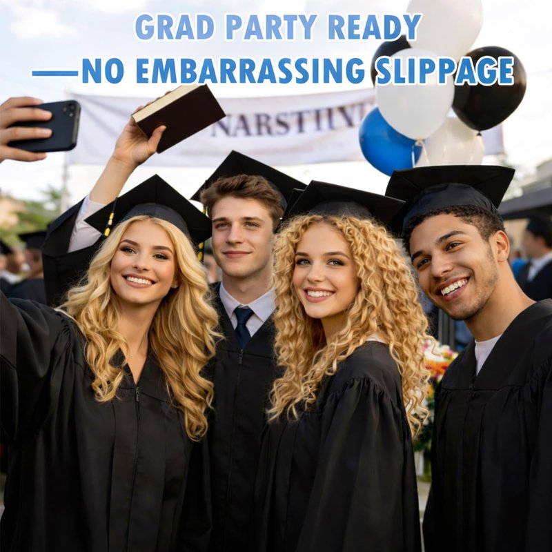 Graduation Cap Headband - Anti-Fall Secure Fit for Curly Hair | Non-Slip Hair Band for Graduates & Students