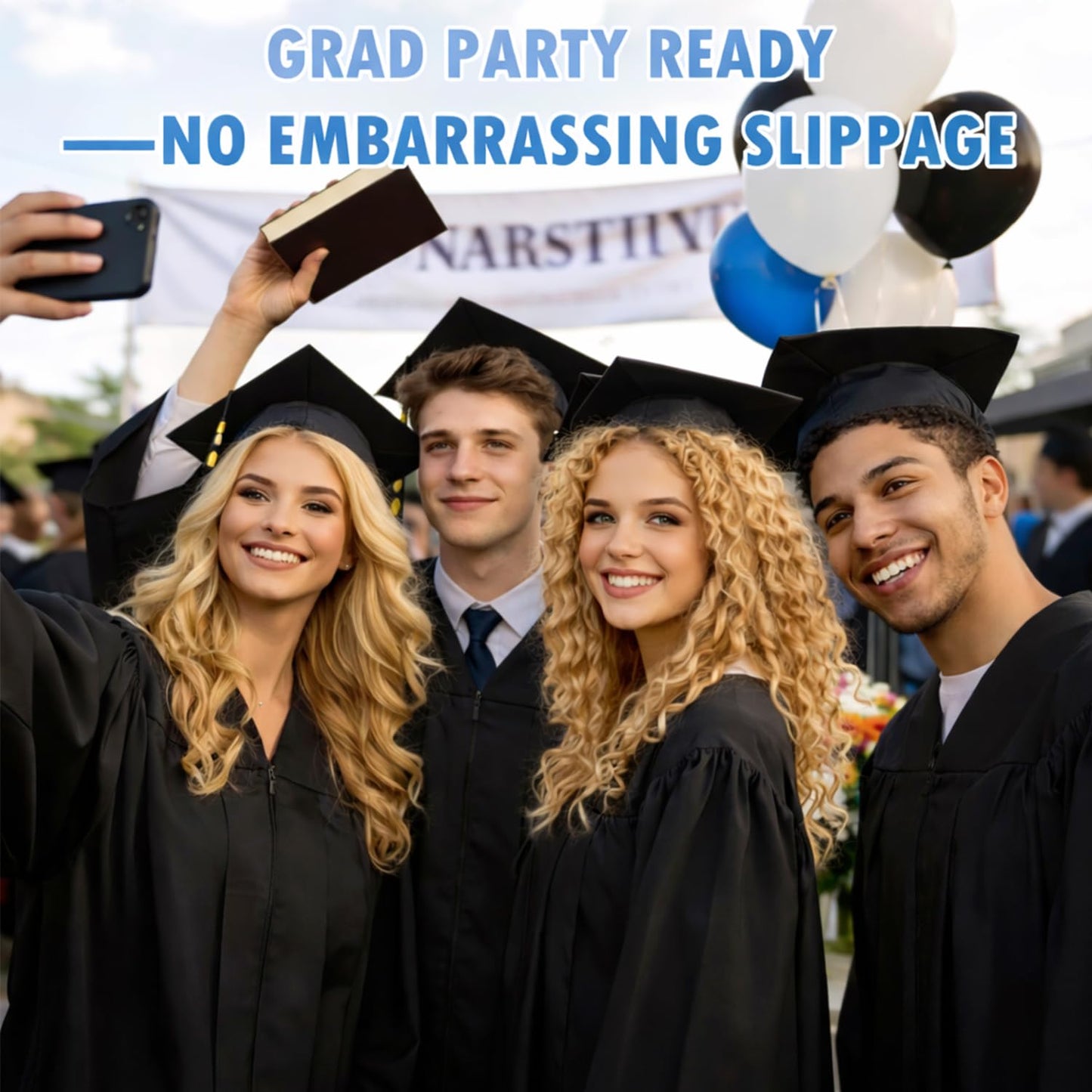 Graduation Cap Headband Insert - Anti-Fall Curly Hair Accessory | Secure Fit Non-Slip Band for Graduates