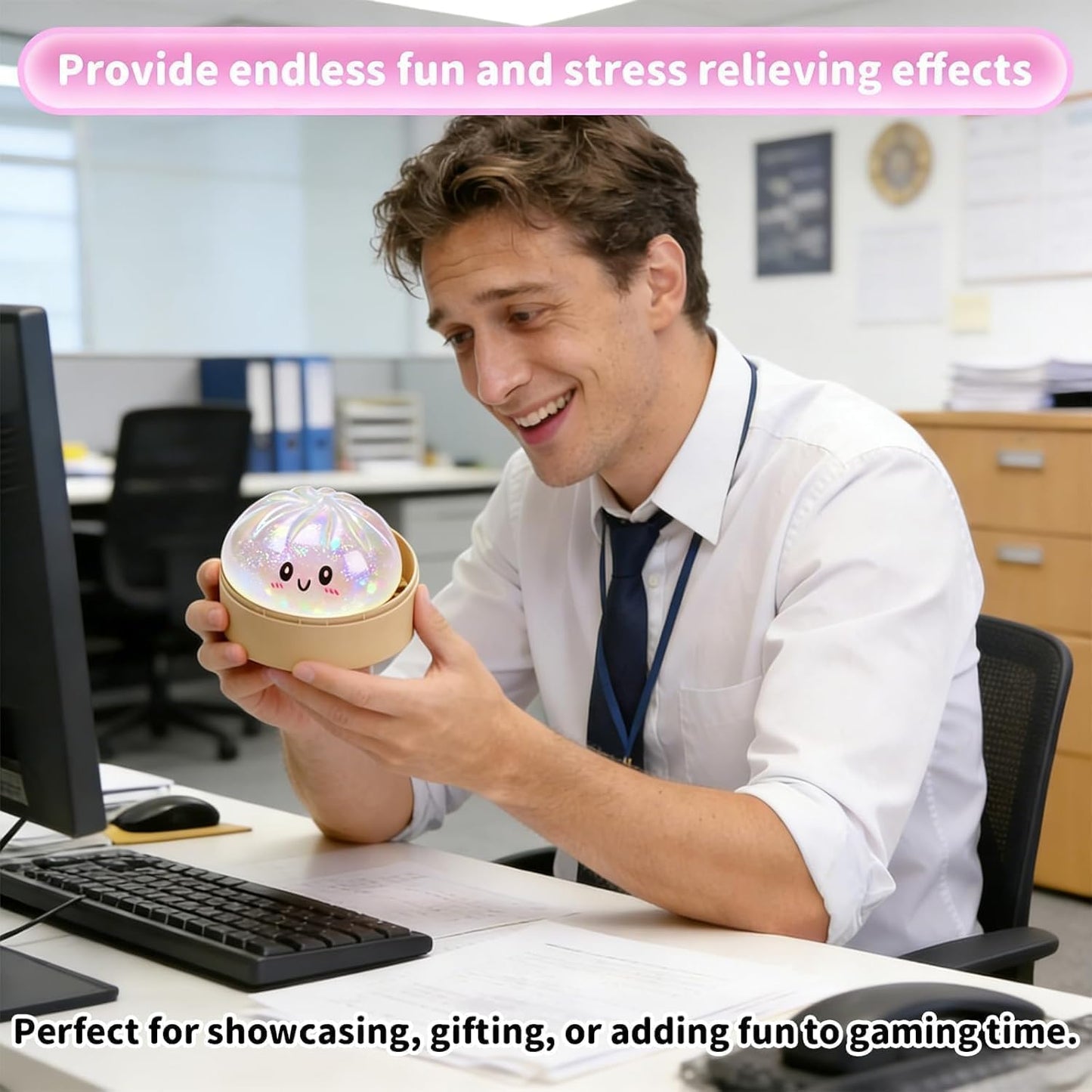 Glitter Dumpling Squishies - Colorful Stress Balls Fidget Toy for Anxiety Relief | Soft Squeeze Decompression Dough