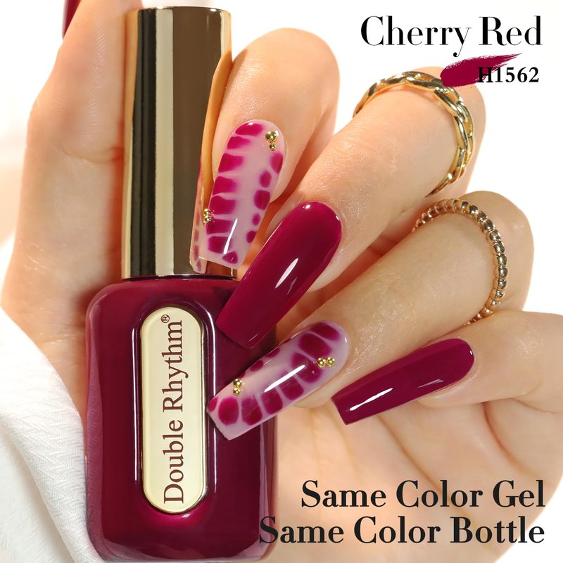Double Rhythm 0.50 OZ Gel Polish Hema Free Same Color Same Bottle Golden Round Translucent Neutral Natural Milky 15 ML Jelly UV Polish Art DIY at Home (Purple Red-H1562)