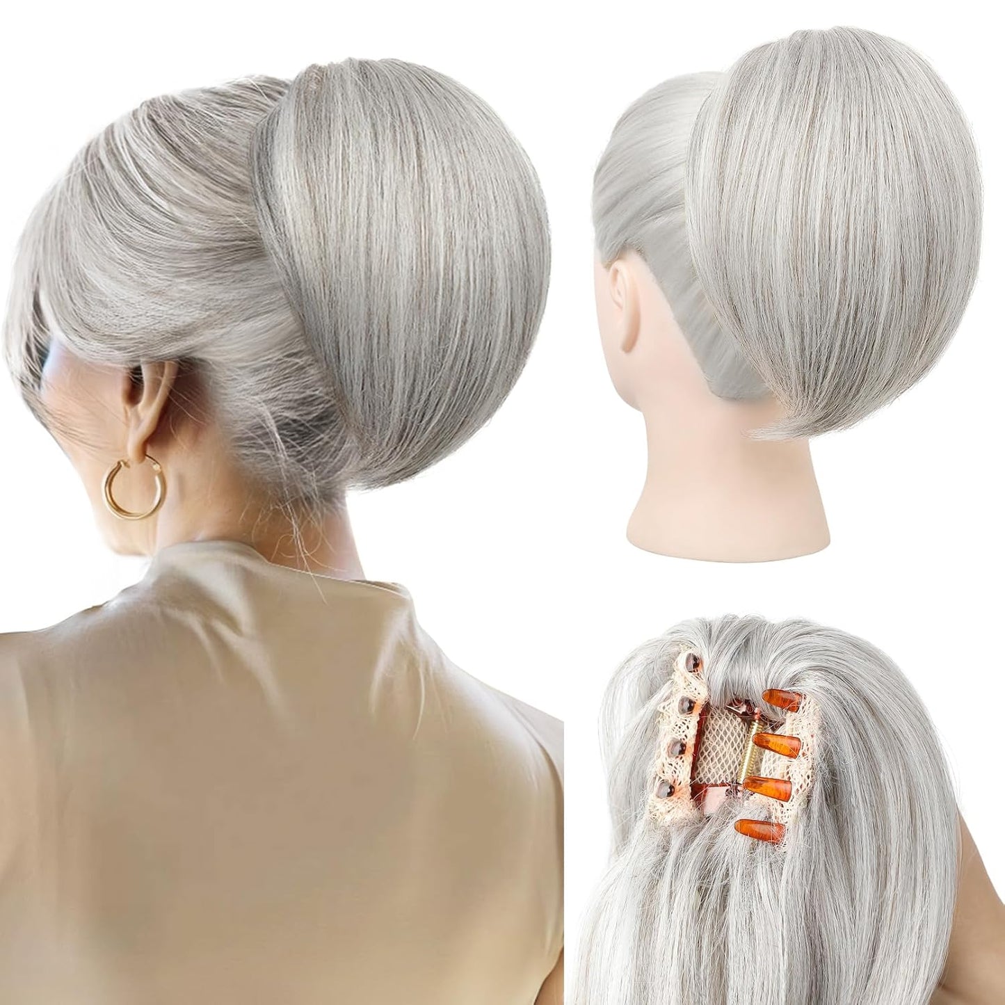 Ponytail Extension - 8" Short Mini Claw Clip Hairpiece for Women | Natural Soft Feather-Light - Natural Blonde