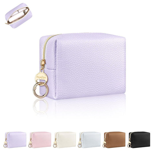 Playexen Mini Makeup Bag, Small Cosmetic Bag for Purse with Ring Buckle, Portable XS Travel Makeup Pouches Purse, Birthday/Party/Christmas Gifts (Solid-Purple)