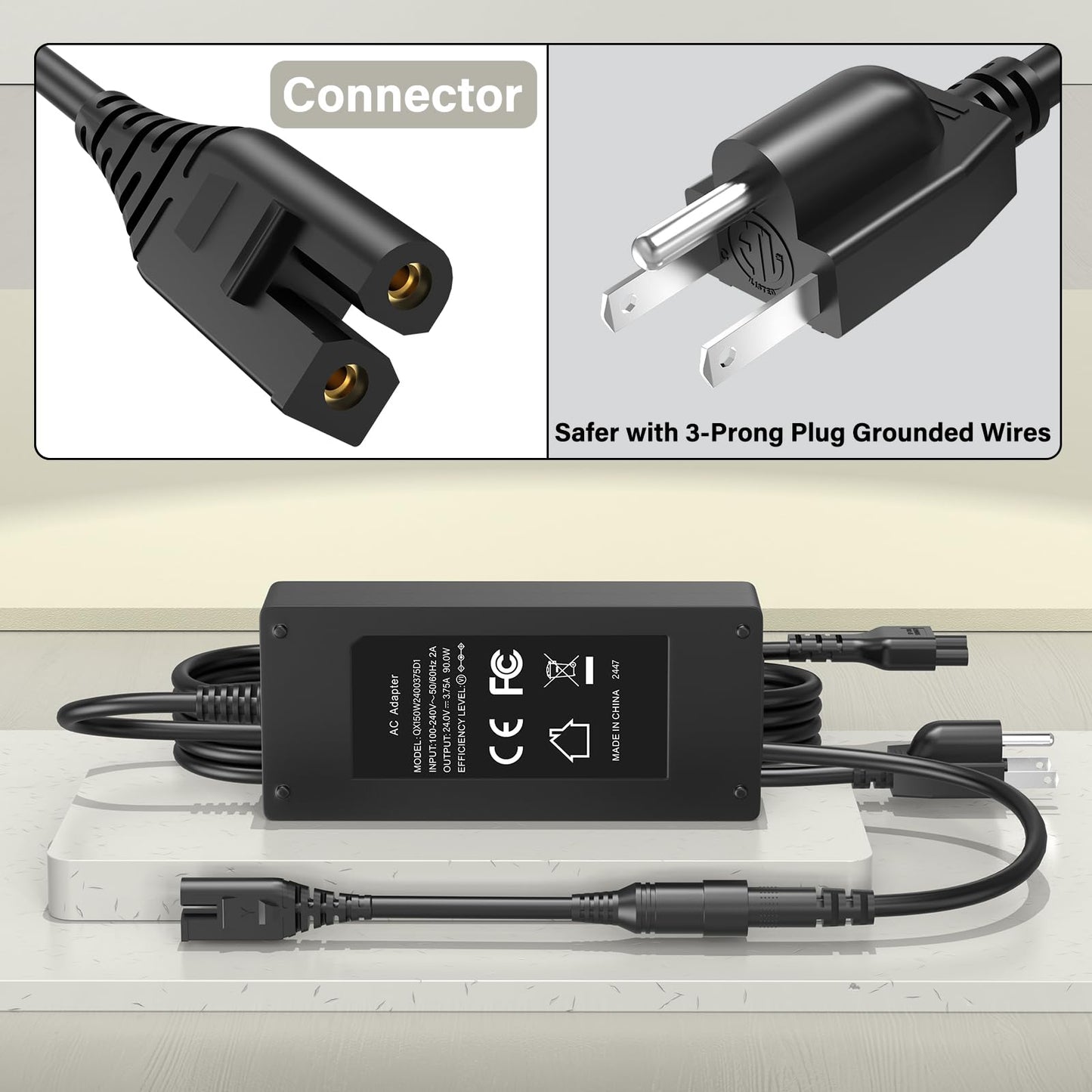 24V Foot Massager Charger Fit for Cloud Massage Shiatsu Foot Massage Machine 9486098094, Power Cord AC Adapter for Cloud Massage Feet Massager Deep Kneading with Heat Therapy XH2400-2500 XH24002500
