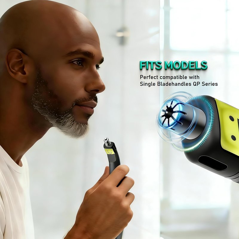 1Pack Nose Hair Trimmer Replacement Head Compatible with Single Blade Handles QP Series, Beard Trimmer for Men Replacement Heads with Case, 360° Rotary Cutter, Waterproof.