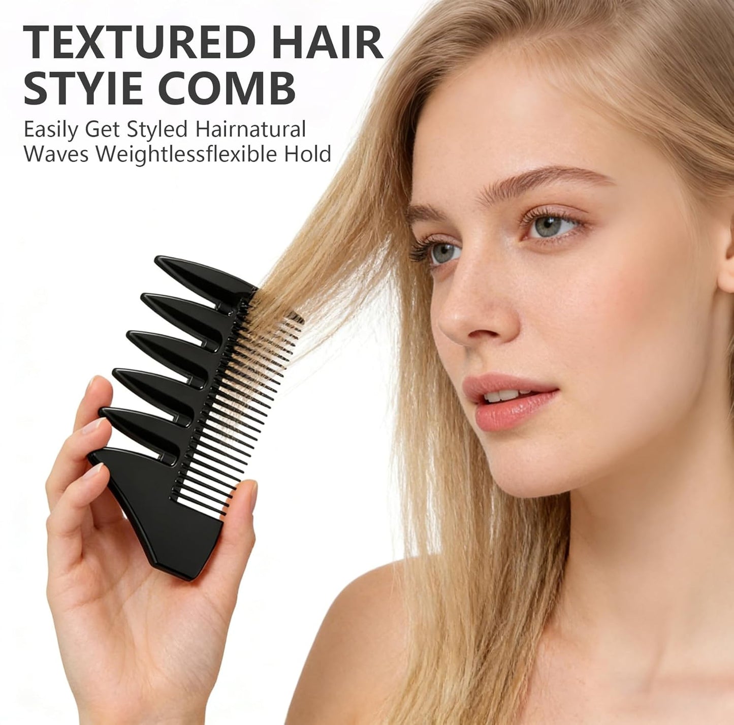 Wide Tooth Styling Combs Set - 6PCS Texturizing Hair Combs for Volume & Fringe | Durable ABS Plastic