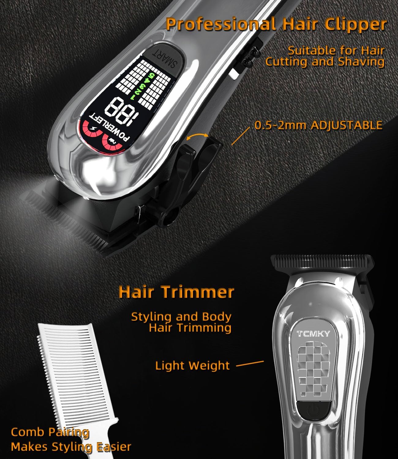 Hair Clippers for Men - Professional Cordless Hair Cutting & Beard Trimmer Set | Rechargeable Electric Shaver