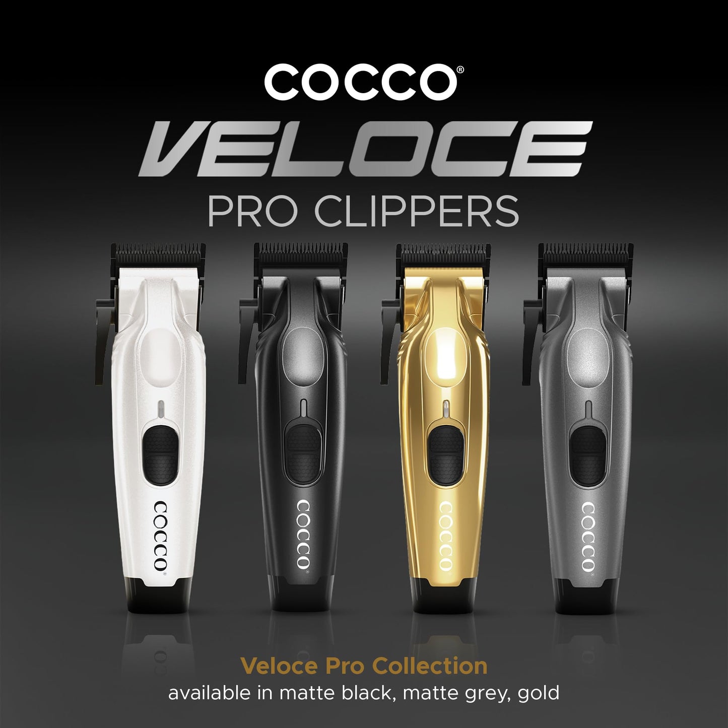 Cocco Veloce Pro Clipper, Digital Gap Ambassador Graphene Taper Blade Professional Hair Clippers, High-Torque BLDC Motor, All-Metal, Cordless, Charging Base Included, Gold