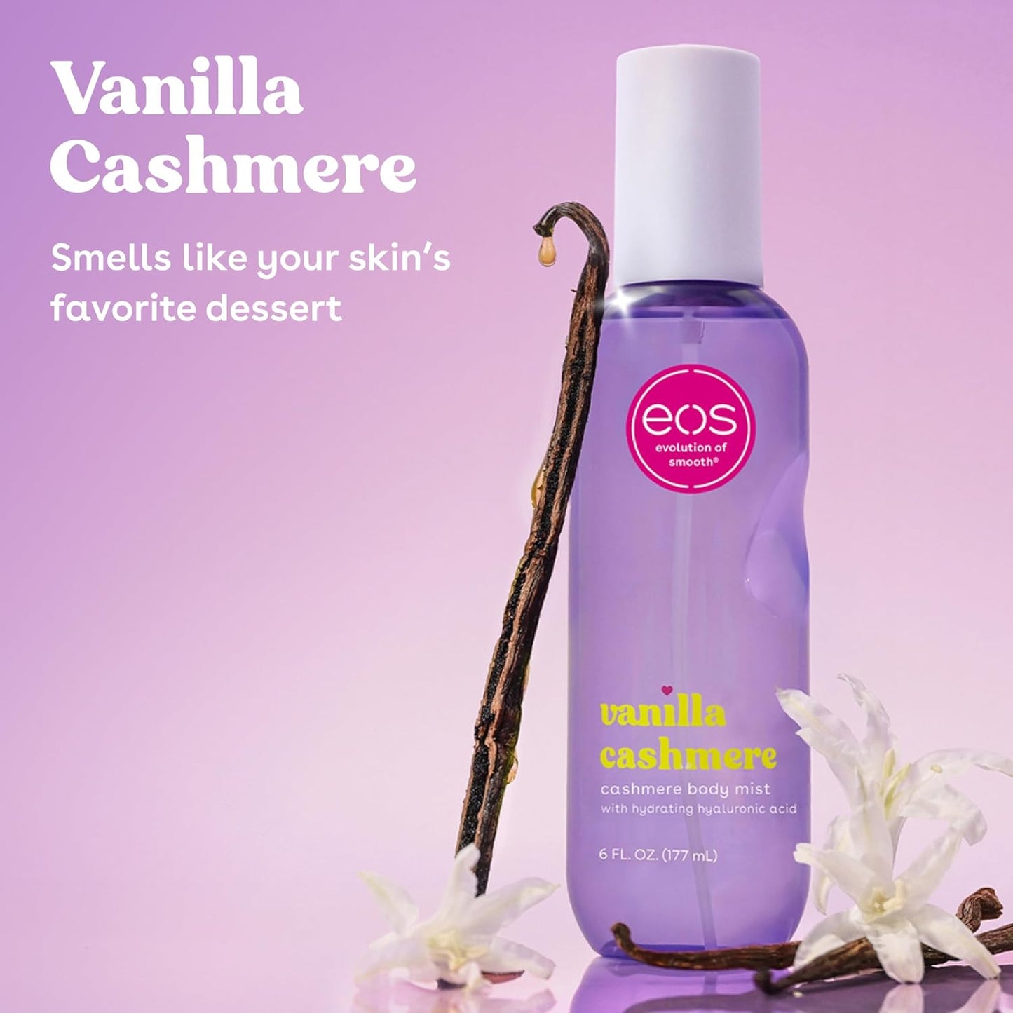 EOS Cashmere Body Mist - Vanilla Musk & Cozy Caramel Hair and Body Spray | Moisturizing Formula with Hyaluronic Acid, 6 fl oz