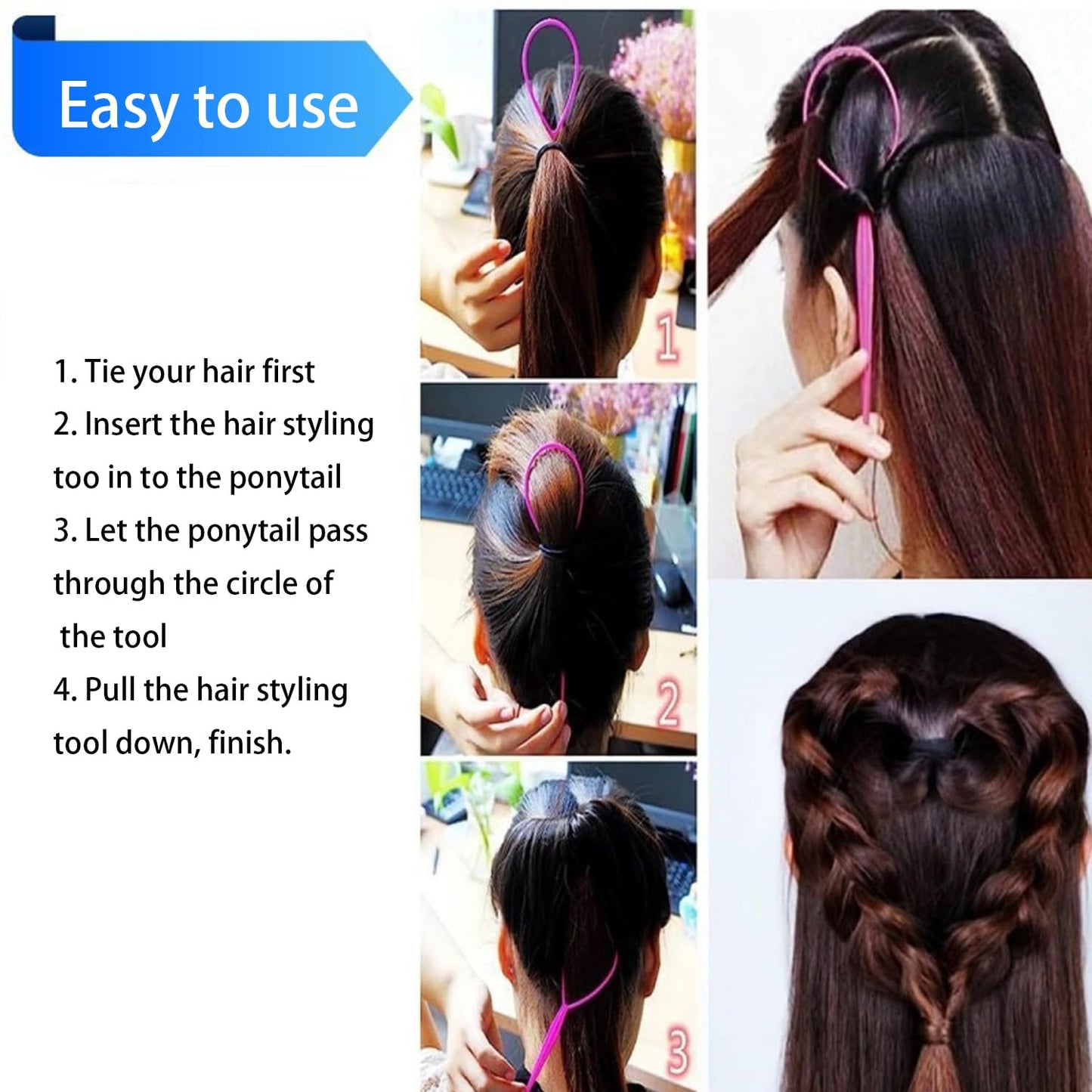 Pony Hair Tail Tools, Hair Loop Styling Tool French Braiding Hair Tool