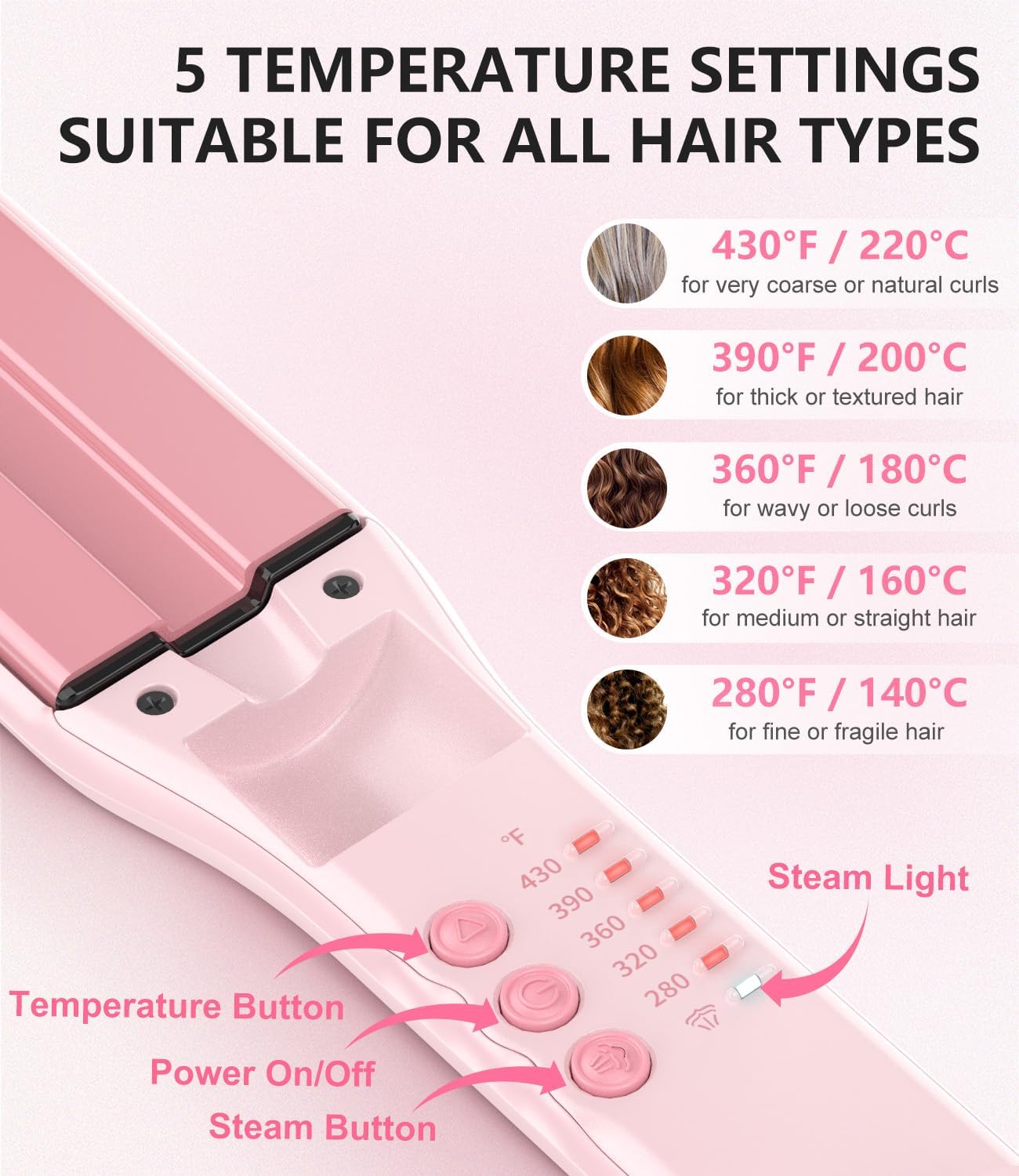 Steam Hair Straightener - 1.5'' Ceramic Flat Iron for Women | 2-in-1 Curler & Straightener, Infrared Technology, Nourishes & Smooths Hair