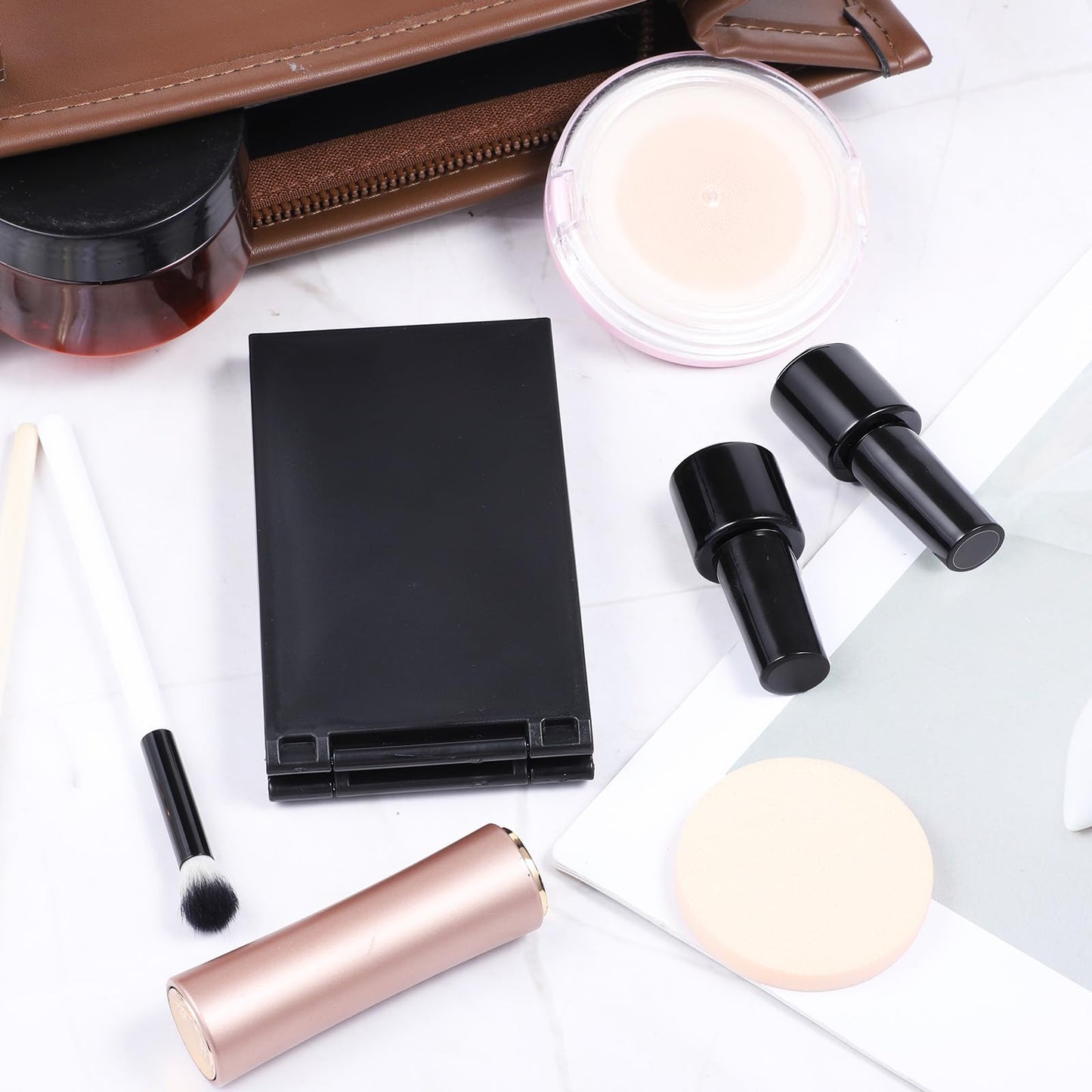 4 Way Mirror Foldable Makeup Mirror Portable 360 Degree Handheld Haircut Mirrors 4 Barber Desktop DIY Haircut Tool for Hair Cuting Styling Grooming Sided Self Haircuts for Home and Salon, 4.7 * 2.7 in