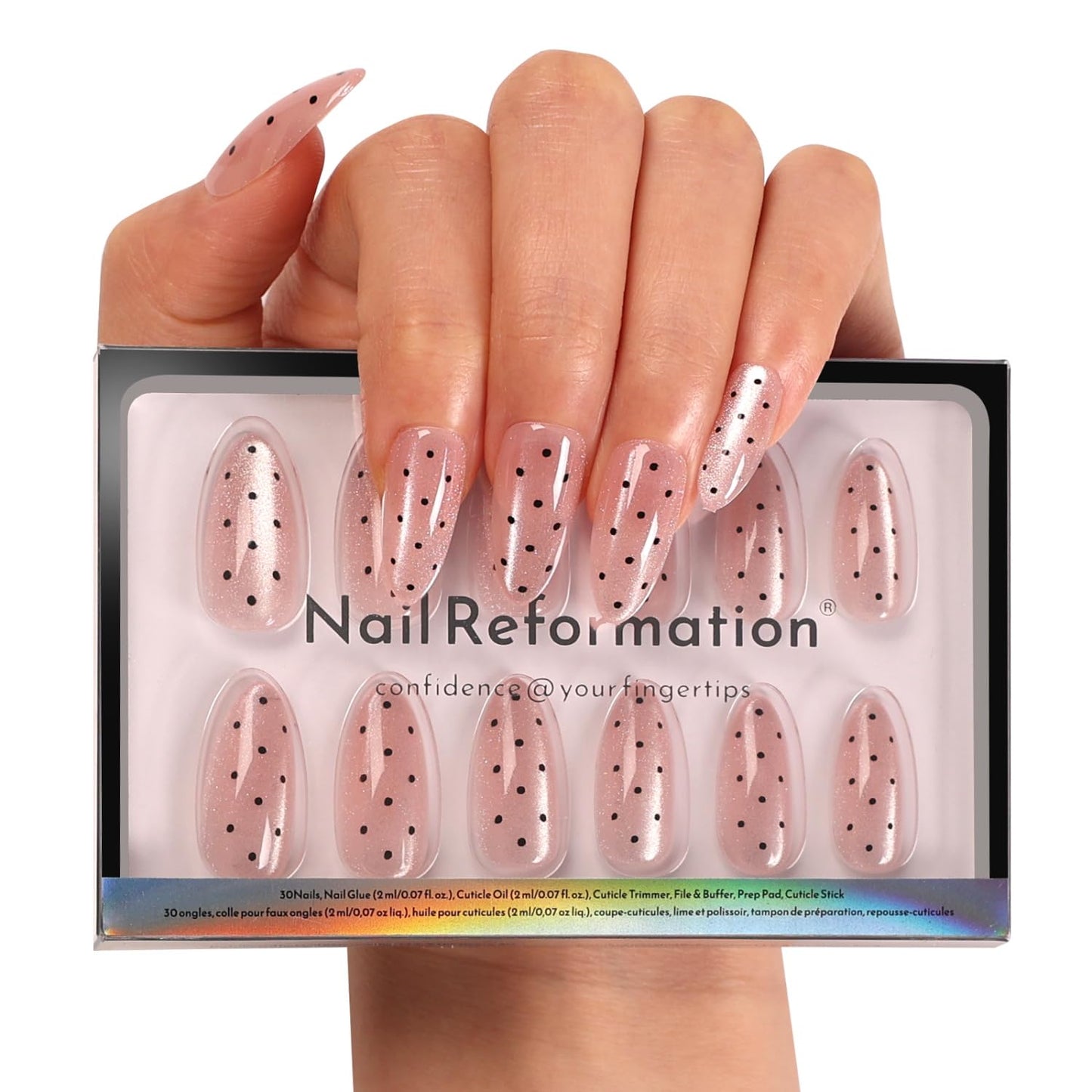 Press On Nails - 3D Bubble Medium Almond Fake Nails in Vibrant Colors | Salon Quality, Reusable 30 Nail Kit in 15 Sizes