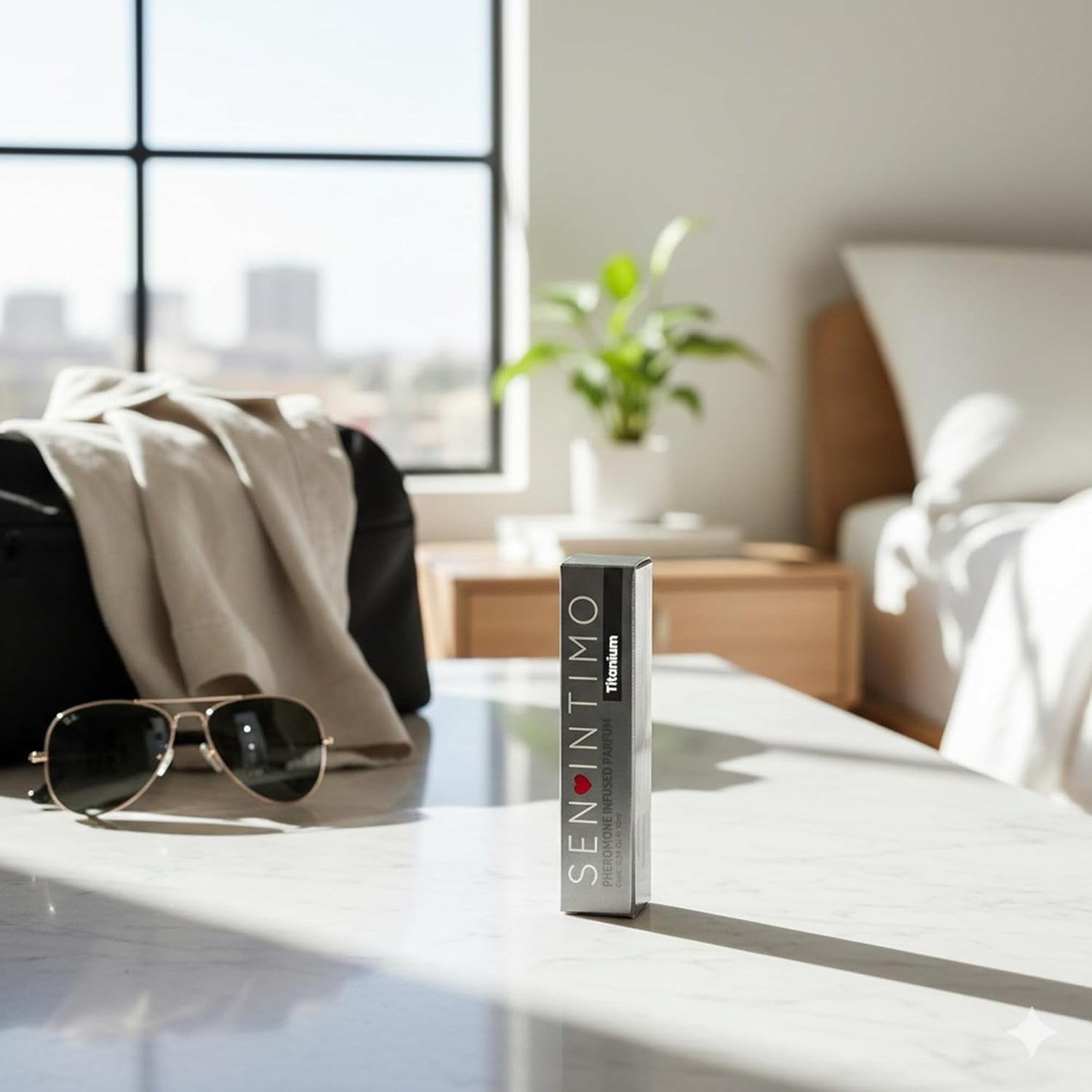 Sen Intimo Pheromone Infused Perfume for Men - Titanium Edition | High-Concentration Rollerball, 10ml Travel Size