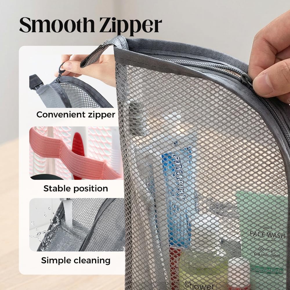 Lightweight Travel Toiletry Bag - Waterproof Foldable Cosmetic Organizer | Compact Design in White & Pink