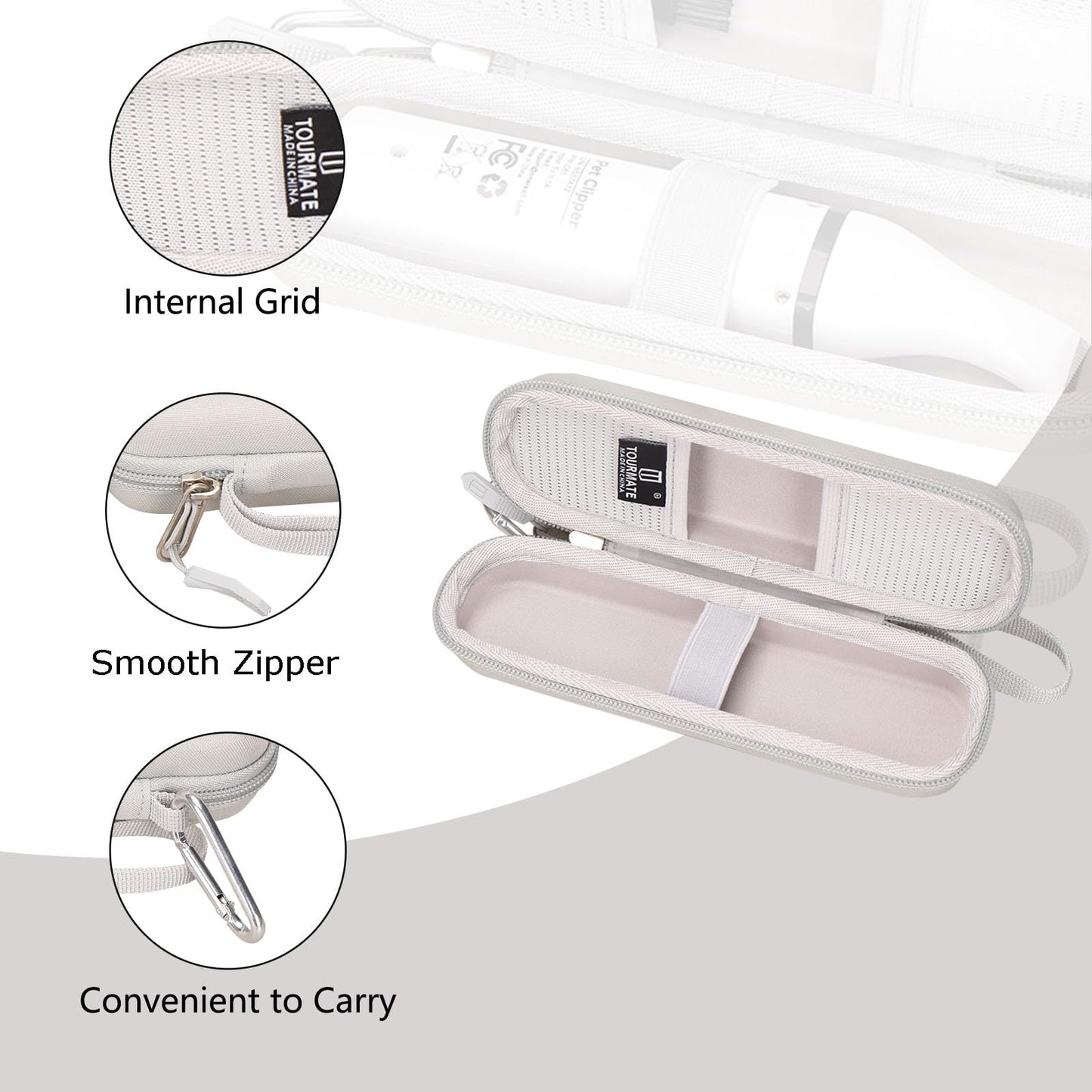 Tourmate Hard Storage Case for Dog Clippers - Travel Case for Dog Clippers(Only Case) (Gray)
