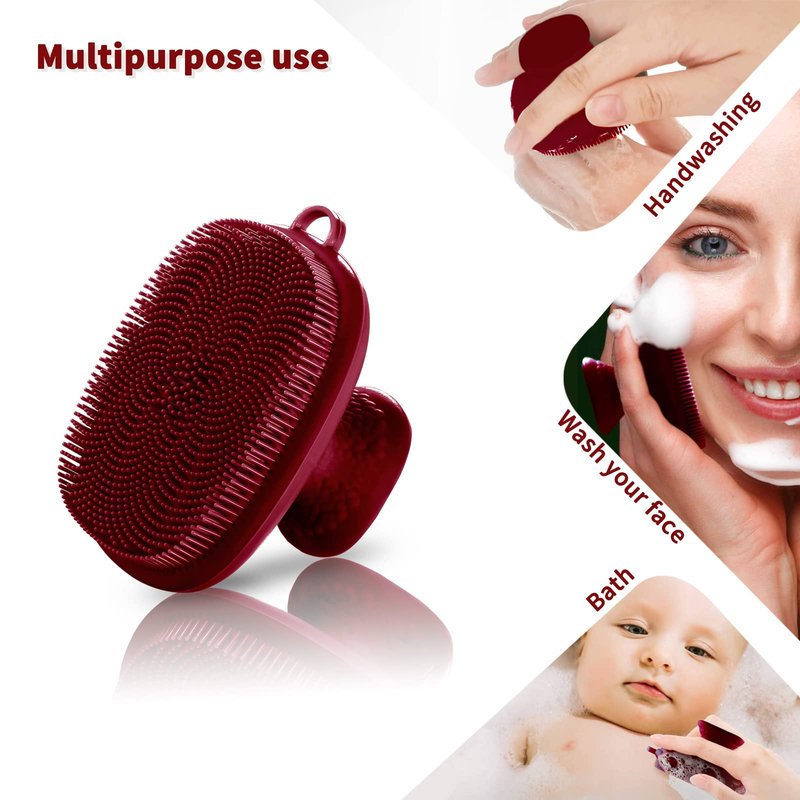 Silicone Face Scrubber for Men Facial Cleansing Brush Silicone Face Wash Brush Manual Waterproof Cleansing Skin Care Face Brushes for Cleansing and Exfoliating (red)