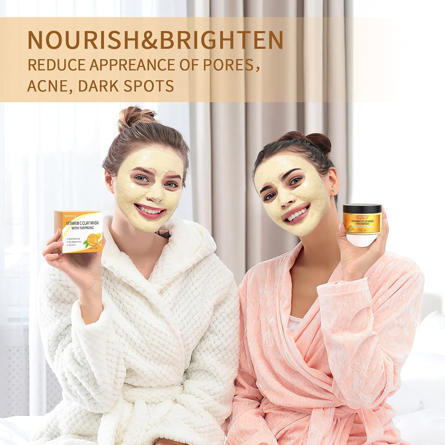 Turmeric Vitamin C Clay Mask - Deep Cleansing Facial Mask for Dull & Blemish-Prone Skin | 5.29 Oz (150g)