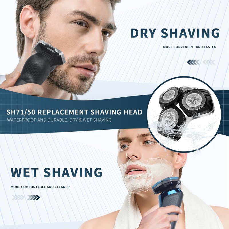 2 Pack SH71/50 Shaving Heads Compatible with Phili*s Shavers Series S5000 (S5XXX),S7000 (S7XXX) (BLACK)