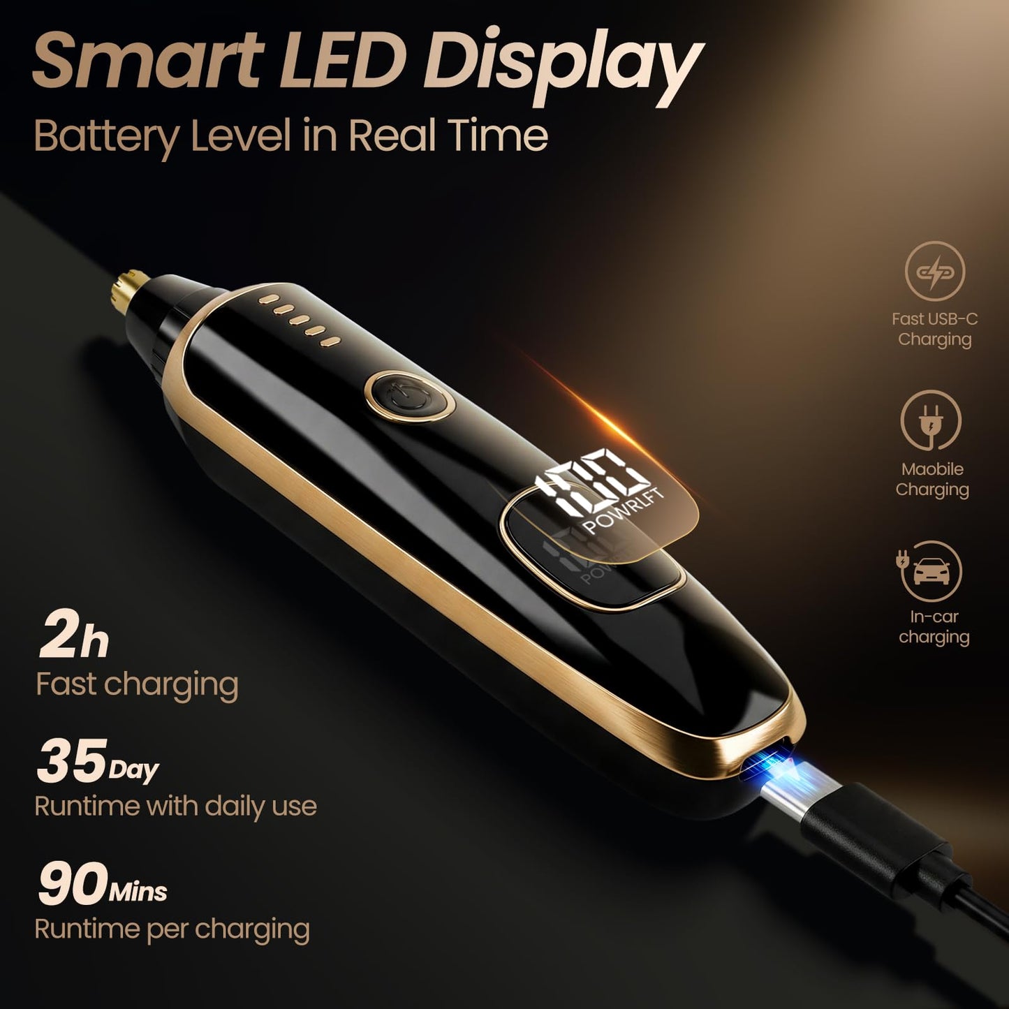 Beanify Nose & Ear Hair Trimmer with LED Display for Men and Women, 2026 USB Rechargeable Facial Trimmer Clipper for Easy Cleansing, Portable Painless Grooming Kit,Gift Box Included