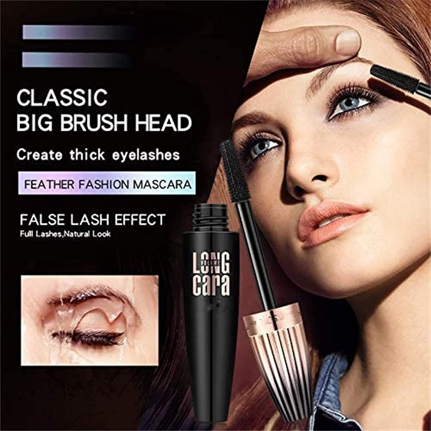 QOHNK My Amazing Lashes Mascara Black 4d Volume and Length Silk Fiber Long-Lasting No Smudge Mascara Build Voluminous Eyelashes,Smudge Proof and Lengthen Eyelashes (Black, 3PCS)