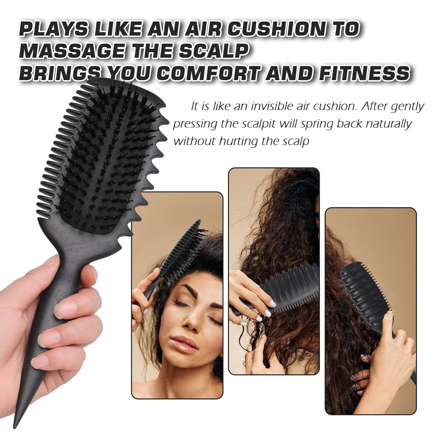 Curl Defining Hair Brush - Effortless Detangling & Styling for All Hair Types | Reduces Frizz & Pulling