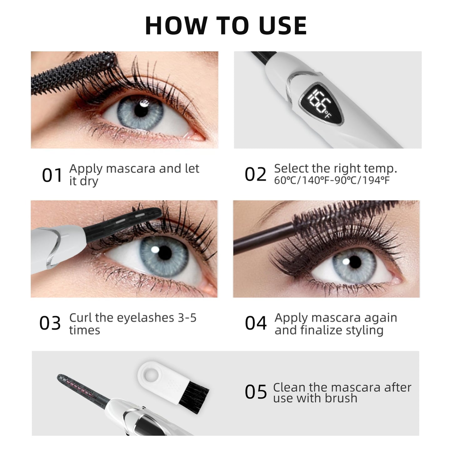 EYECURL Heated Eyelash Curler, S600 Heated Lash Curler, Accurate Temperature Control Electric Eyelash Curler Heated - Intelligent Power Off, Long Lasting (Vanilla Ice/Silver, S600-148MM)