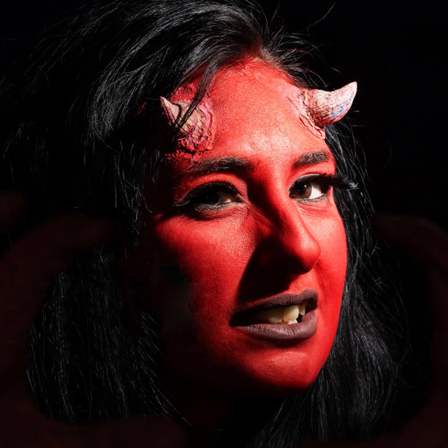 MEICOLY Devil Red Face Body Paint Stick (1.06 Oz),Sweatproof Waterproof Face Piant for Clown Joker Demon Vampire Spiderman Halloween Makeup,Cream Blendable Full Body Paint,Red Eye Black Stick