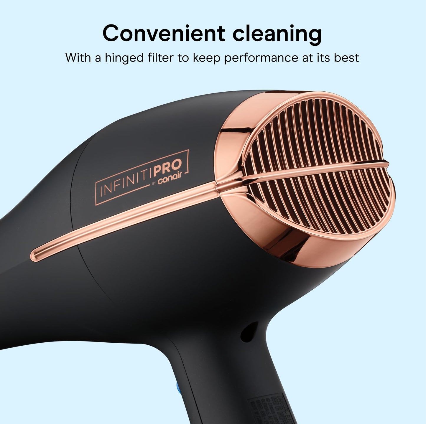 InfinitiPRO by Conair AC Motor Pro Hair Dryer, Ionic Ceramic Blow Dryer with Diffuser and Concentrator, Black, 650X