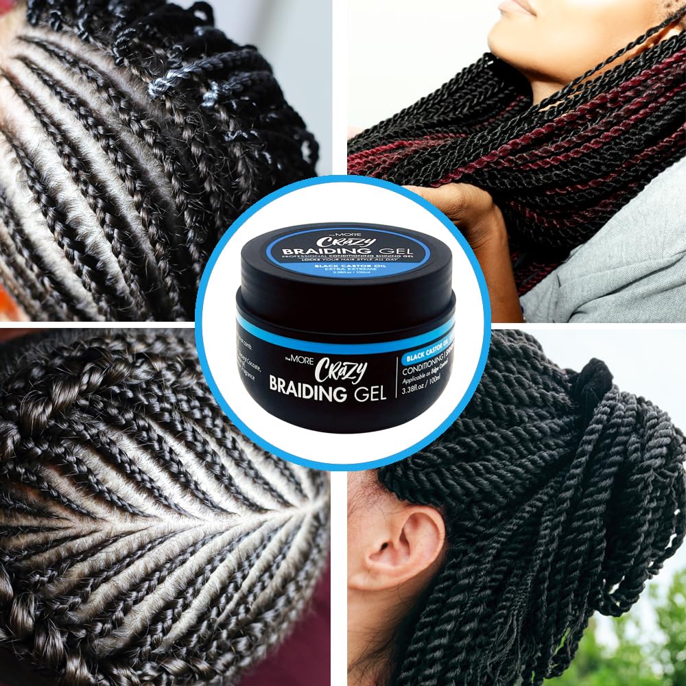 The MORE Crazy Conditioning Shining Braiding Gel Extra Extreme Hold | All Hair Types, Clear Styling Gel Great for 3.38 Fl Oz (Pack of 1)