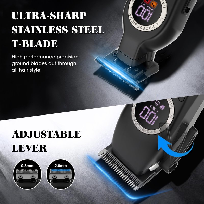 Lanumi Hair Clipper for Men Professional Clipper and Trimmer Set Rechargeable Barber Clippers Cordless Haircut Grooming Kit with LED Display Gift for Men