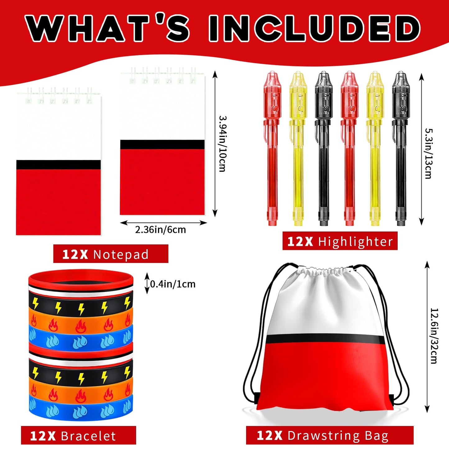 WLBBLQDIE Cartoon Party Favors, Animation Themed Birthday Party Supplies & Goodie Bags for Kids, Include Drawstring Bags Notebook Silicone Bracelet Highlighter for Gifts Fillers