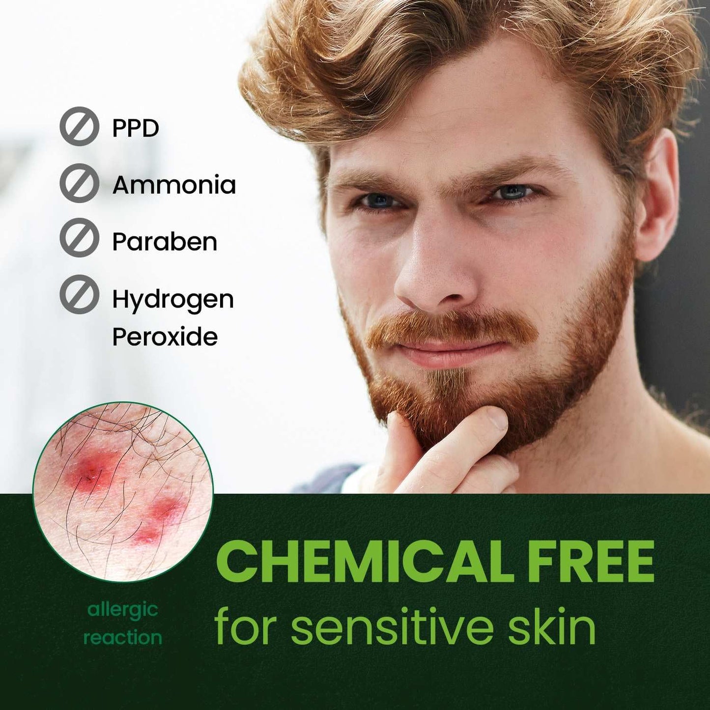 Mustache & Beard Dye for Men - Natural Black, PPD-Free & Vegan | Gentle on Sensitive Skin
