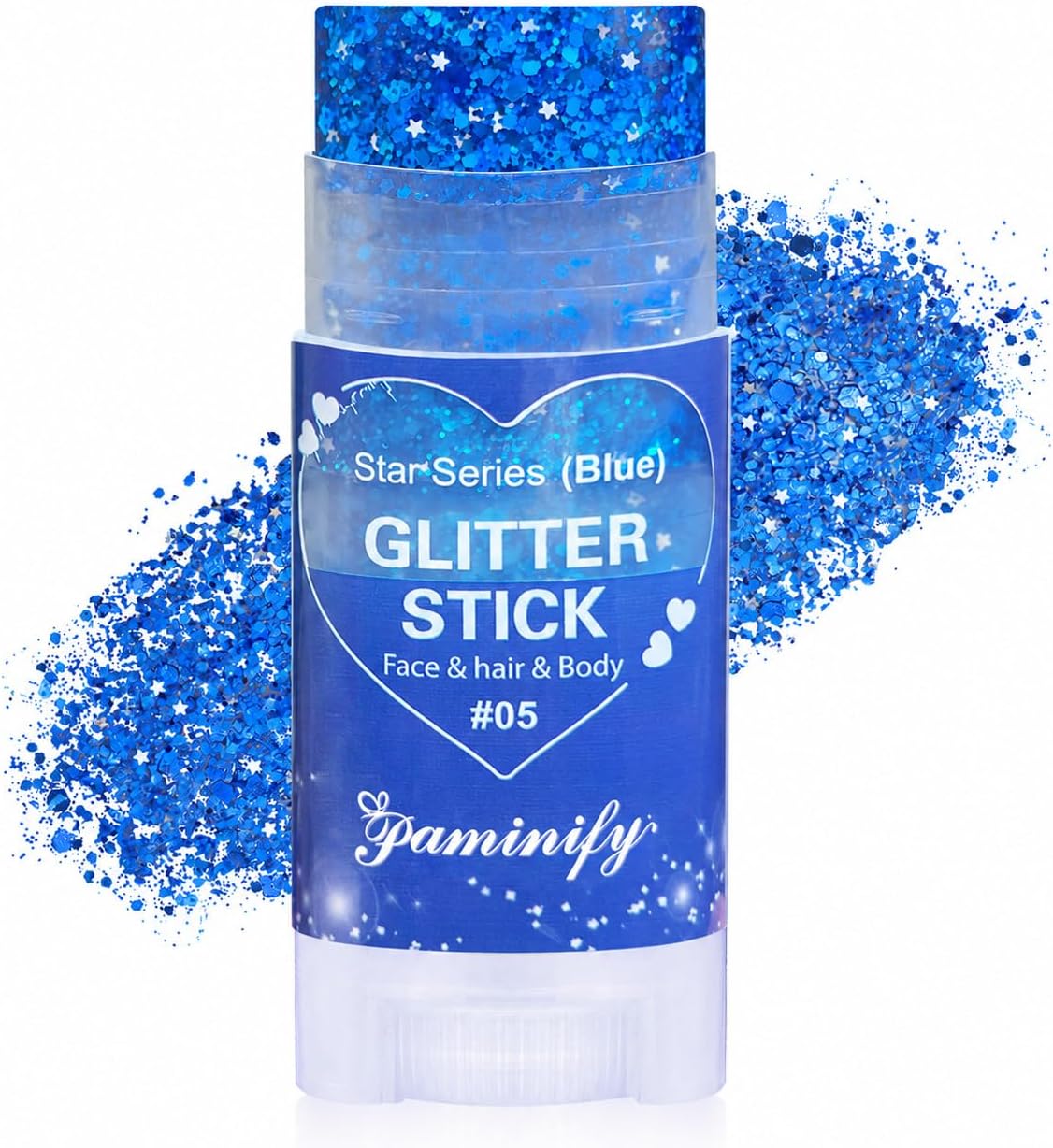 Hair Glitter Stick - Chunky Sequins for Rave & Concert | Waterproof Blue Face Glitter for Festivals & Halloween