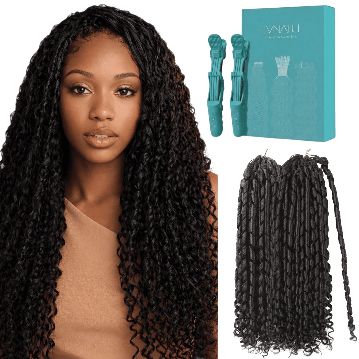 Feather Crochet Water Wave Hair Extensions - 100% Remy Human Hair | 20 Inch, 120g, Pre-Looped for Boho Braids