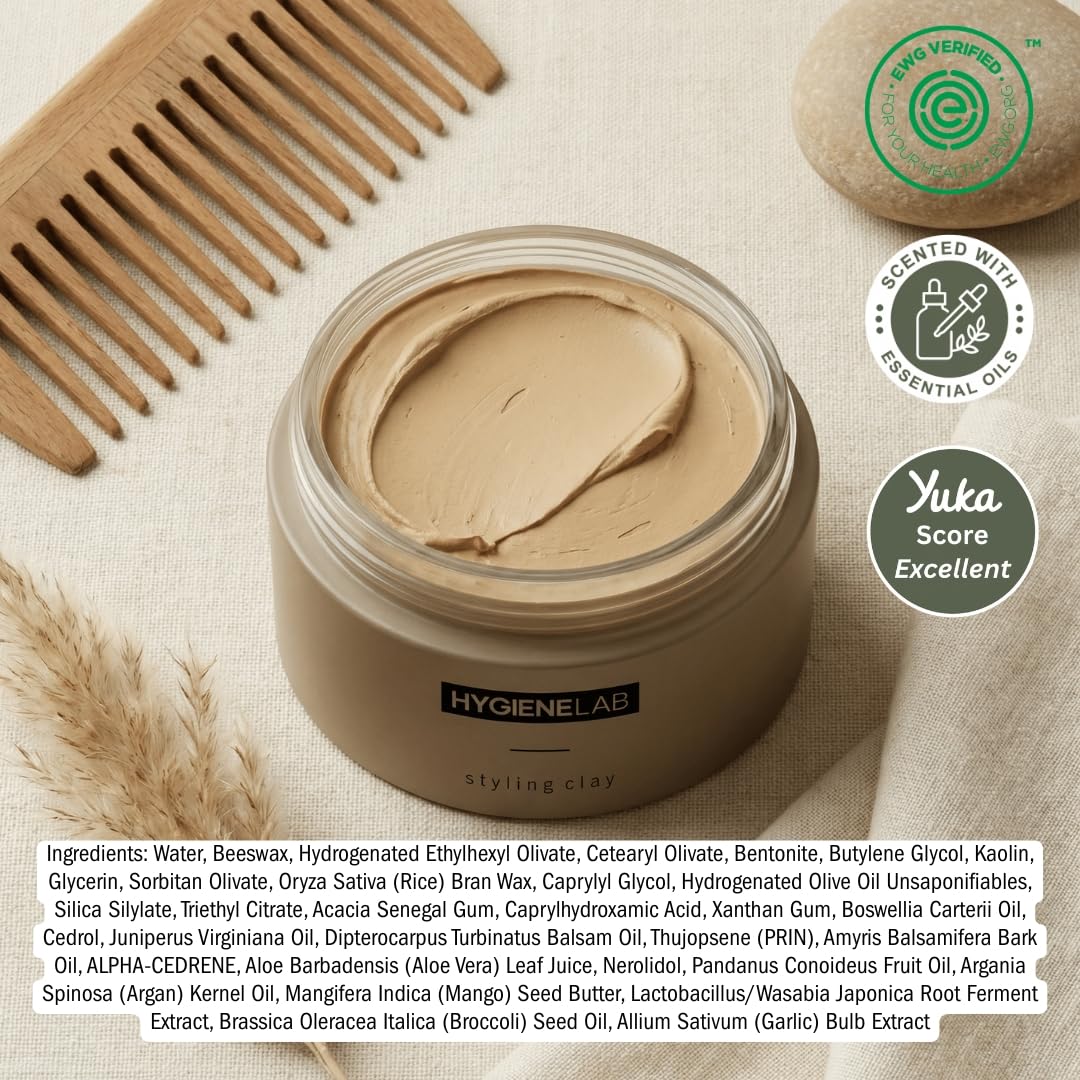 Hair Clay - EWG Verified Strong Hold Styling Clay | Matte Finish, Weightless Texture for All Hair Types