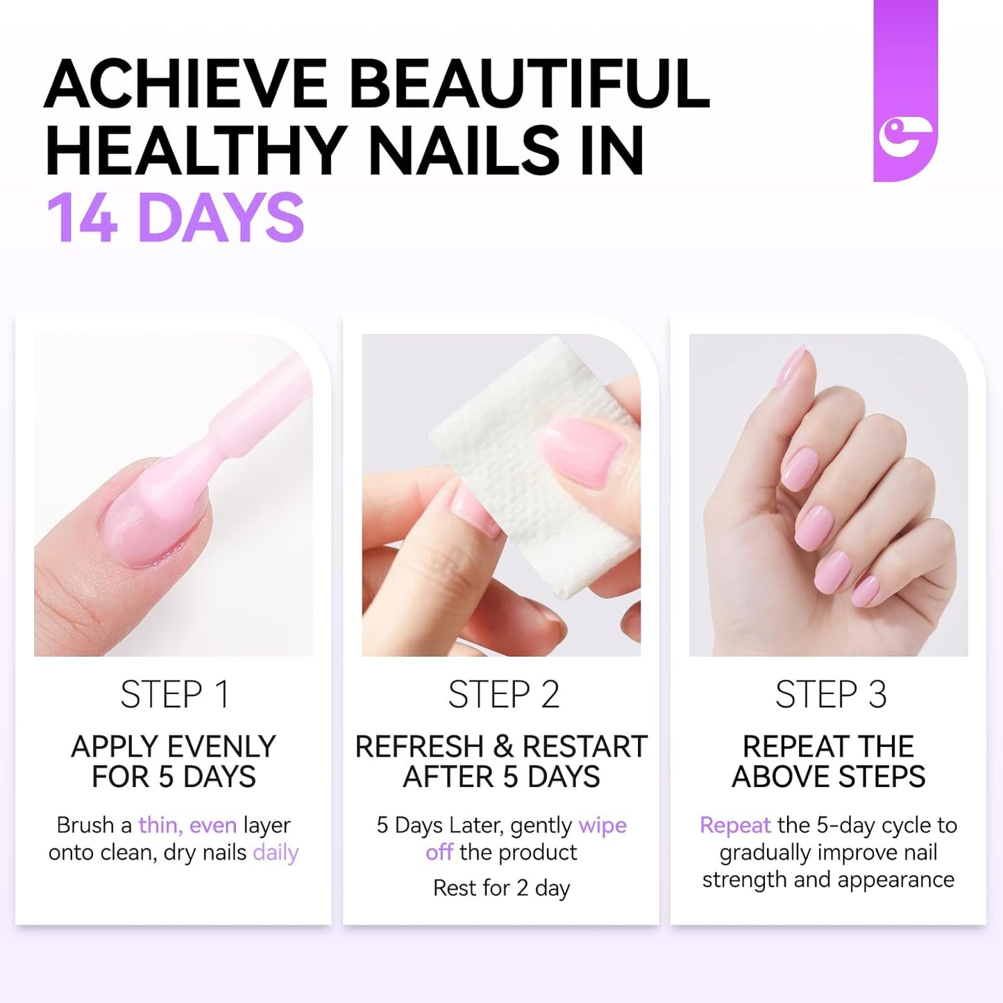 Nail Polish Strengthener & Growth Treatment - Extra Strong Gelike Natural Hardener for Damaged Nails | Long-Lasting Repair