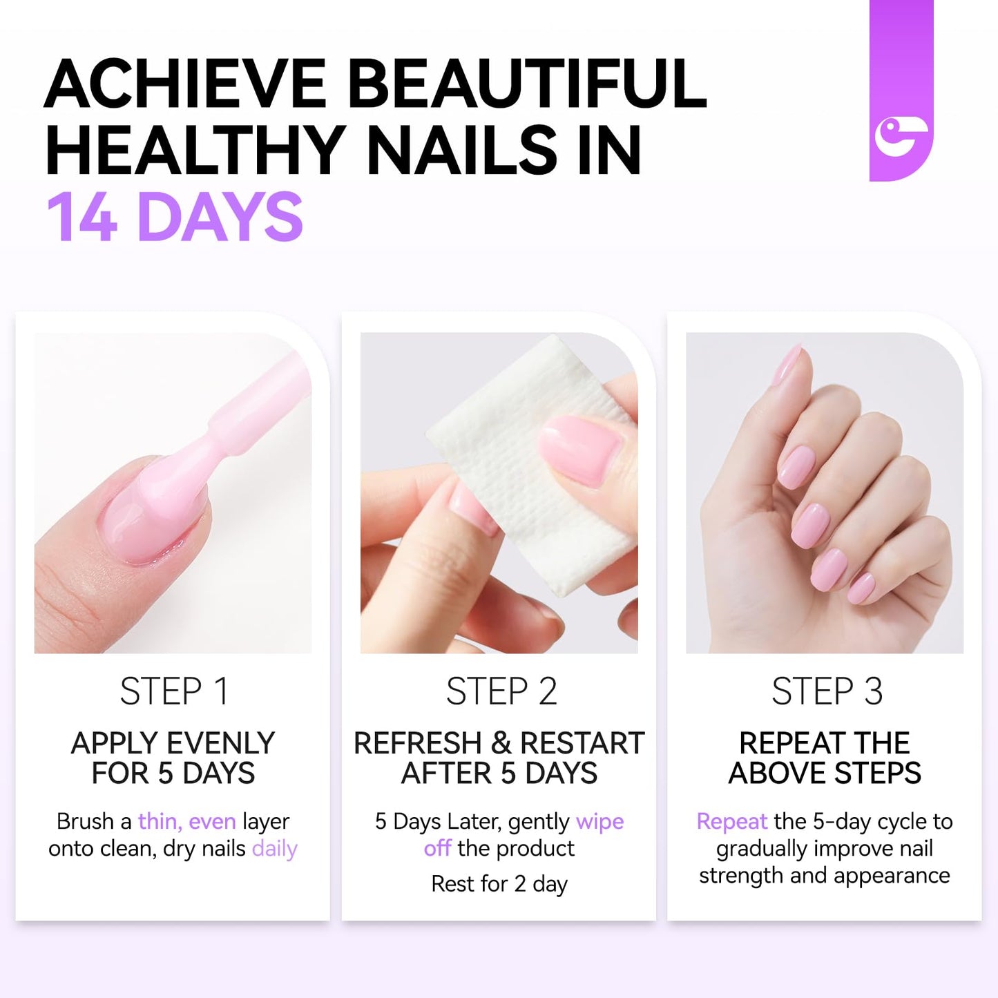 Nail Strengthener Protein for Damaged Nails: Pink 6 in 1 Natural Nail Hardener Extra Strong and Growth - Long Lasting Repair for Damaged Nails - PT
