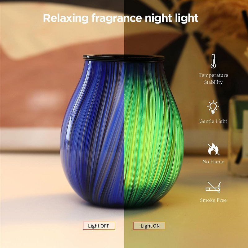 Electric Wax Melt Burner Art Glass Scented Candle Warmer with Timer and 7 led Color Changing Removable Silicone Dish for Wax Melts Fragrance Oil Night Light Candle Warmer for Home