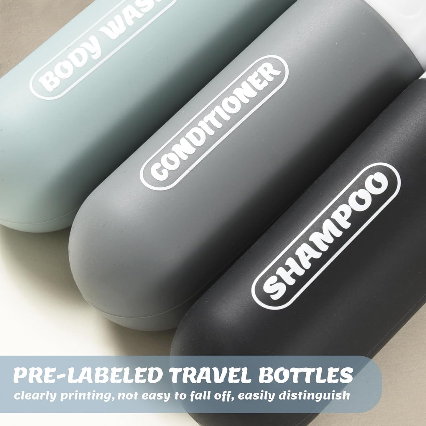 Travel Bottles Set - TSA Approved Leak Proof Toiletry Containers | 20 Pack Refillable Shampoo & Conditioner Bottles (Dark Color)