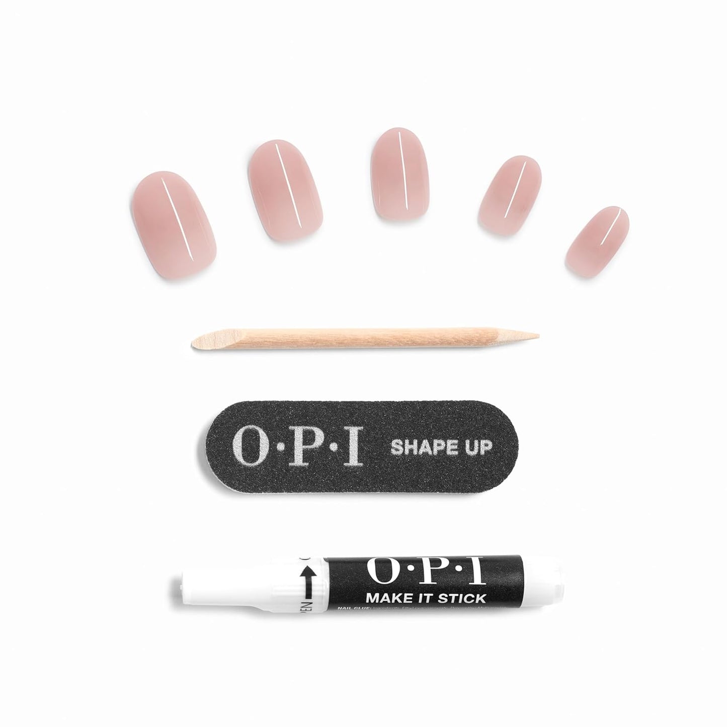 OPI On Point Press On Nails - Short Round & Squoval Nail Art | 24 Count with Glue | Long-Lasting & Reusable