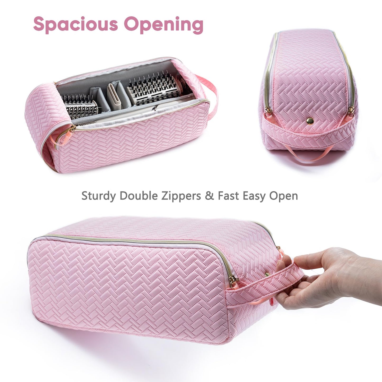 ELCUPA Large Hair Tools Travel Bag Compatible with Shark FlexStyle, Revlon & Dyson | Hair Dryer Brush Organizer, Flat Iron, Curling Iron, Makeup & Cosmetic Bag for Travel Essentials