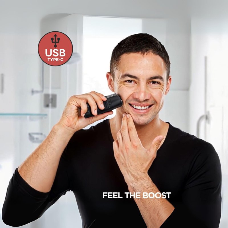 GAMMA+ Boosted Cordless Double Foil Shaver, USB-C Rechargeable with Integrated Micro Trimmer (Foil Shaver)