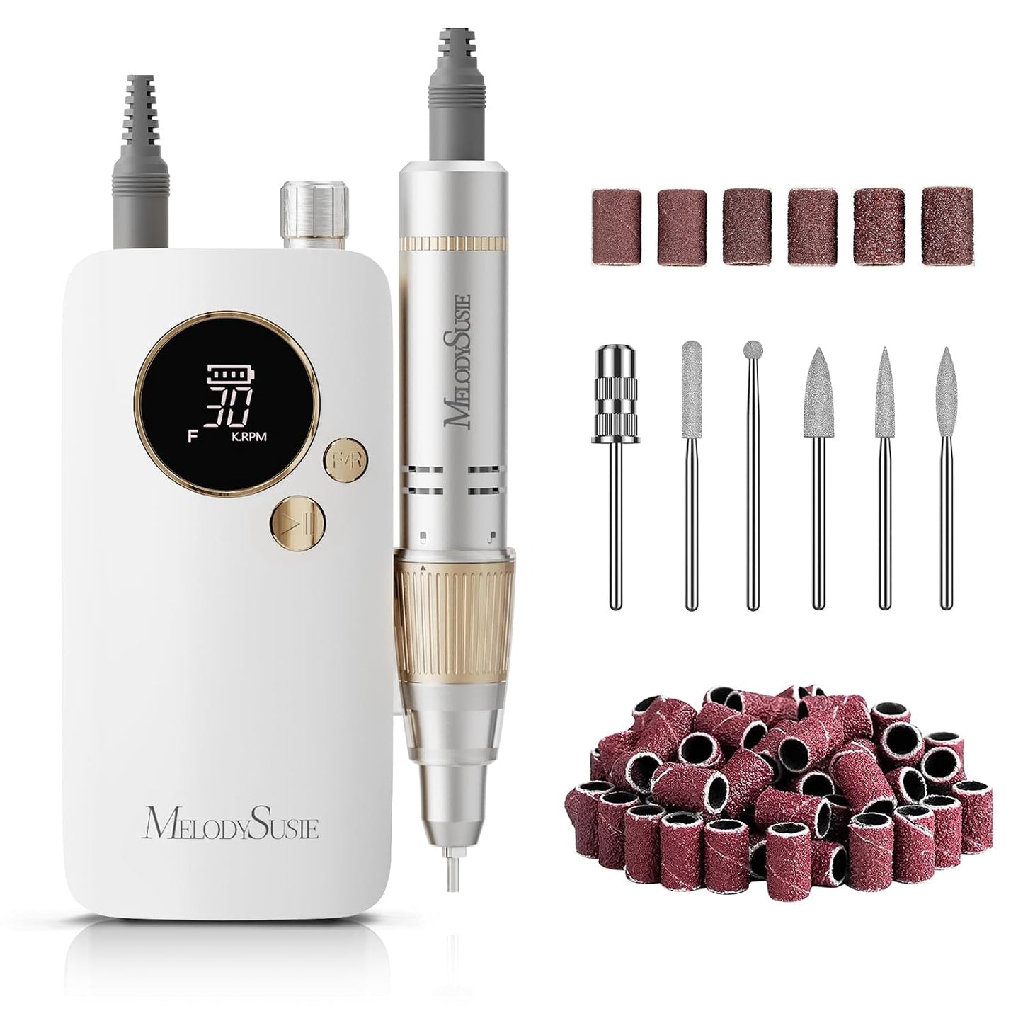Clip-On Rechargeable Nail Drill - 30000RPM E-File for Manicure & Gel Removal | Pastel Design, Ideal for Training & Home Use